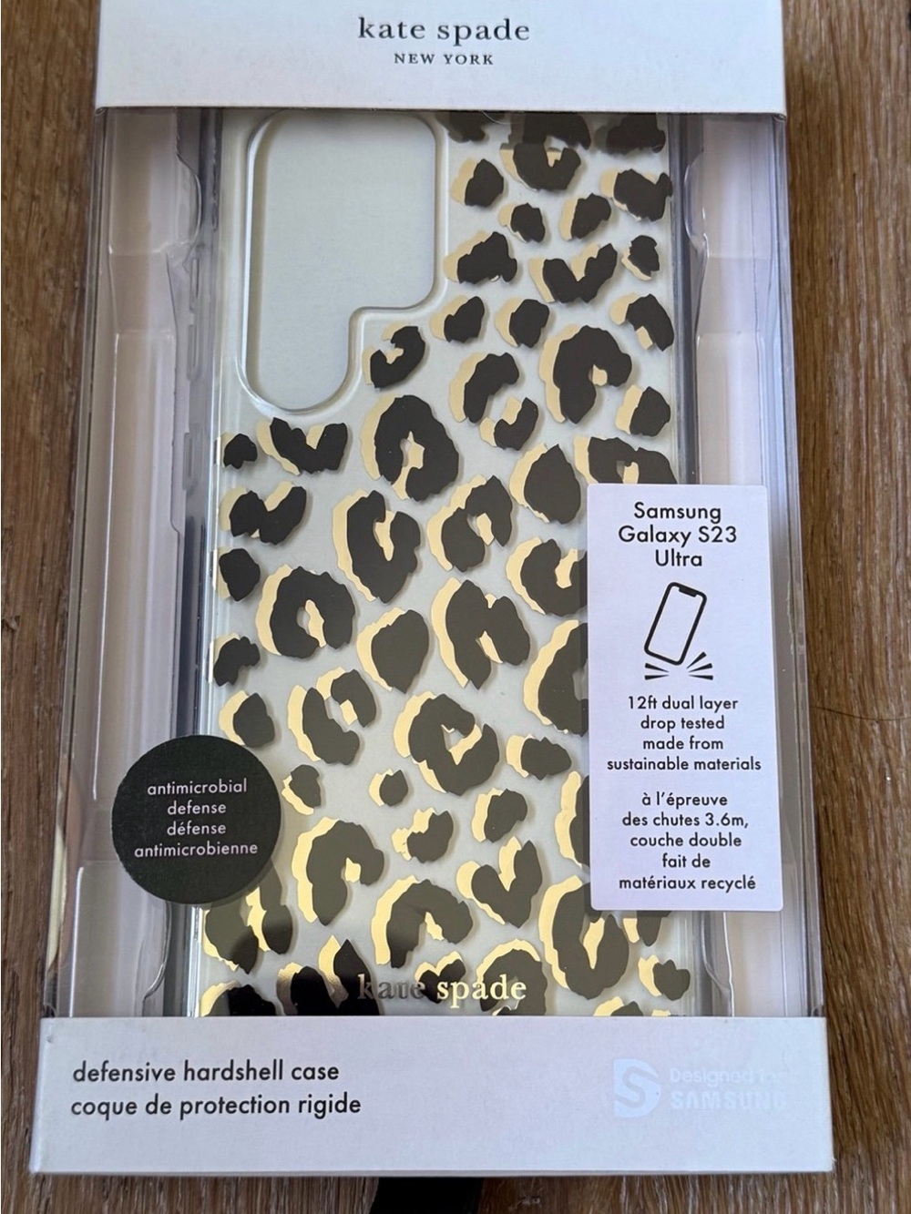 New Kate Spade Leopard Print Hard Shell Case Samsung Galaxy S23 Ultra Case